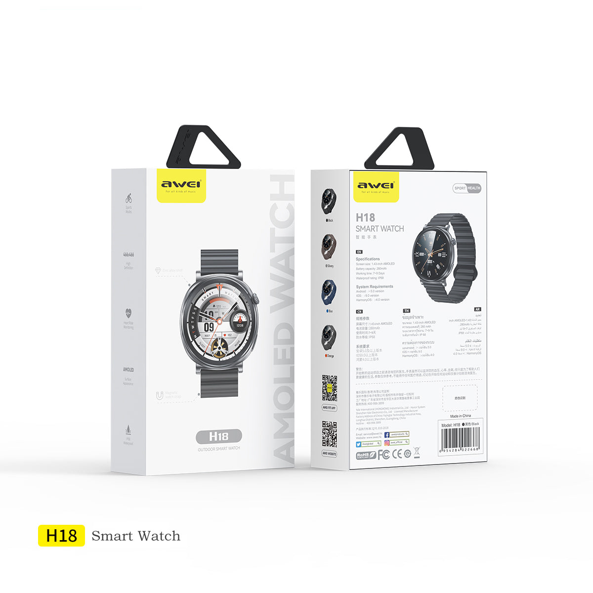 AWEI Series 18 Watch (AMOLED Display,Health Tracking,Professional Waterproof)