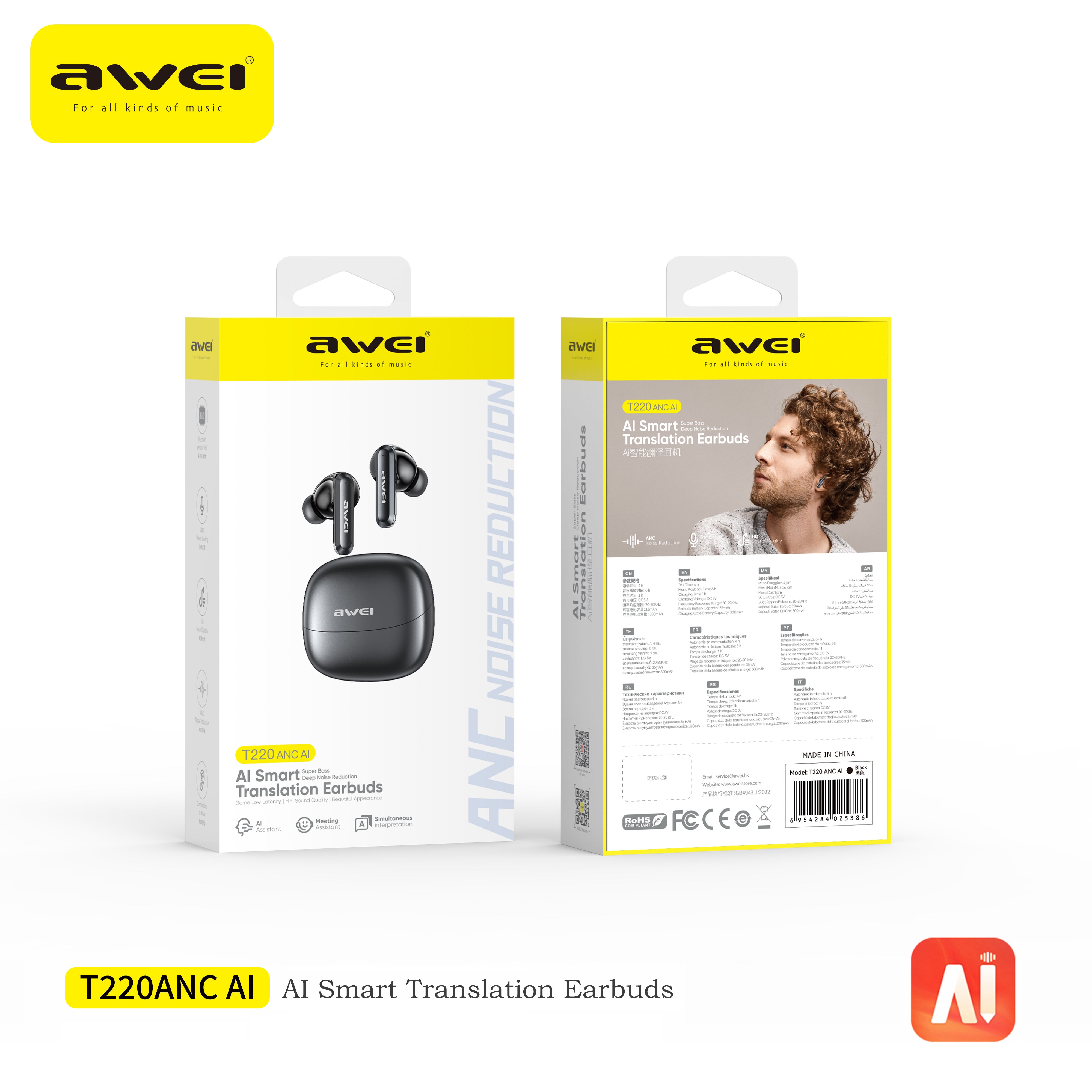 Awei T220 ANC Al DrivenTrue Bluetooth Headset