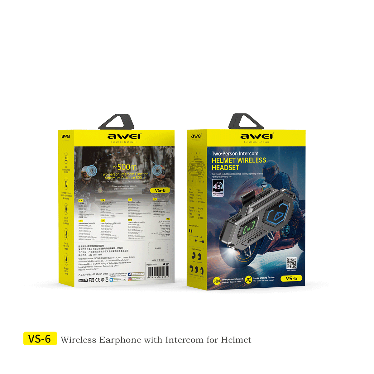 Awei VS-6 Functionality Wireless Earphone for Helmet